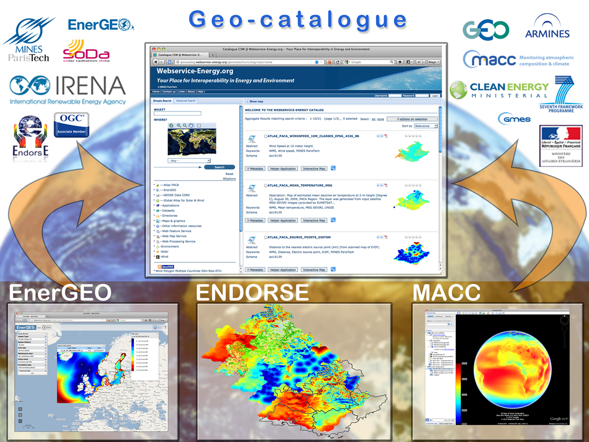 Catalogue de données géospatiales pour l'atlas mondial des énergies
